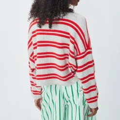AMERICAN VINTAGE Raxow Jumper in Heather Grey Strawberry Stripes