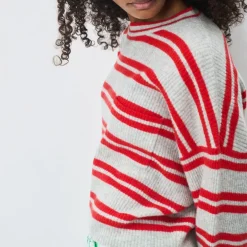 AMERICAN VINTAGE Raxow Jumper in Heather Grey Strawberry Stripes