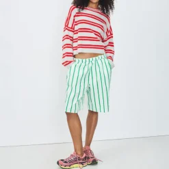 AMERICAN VINTAGE Raxow Jumper in Heather Grey Strawberry Stripes