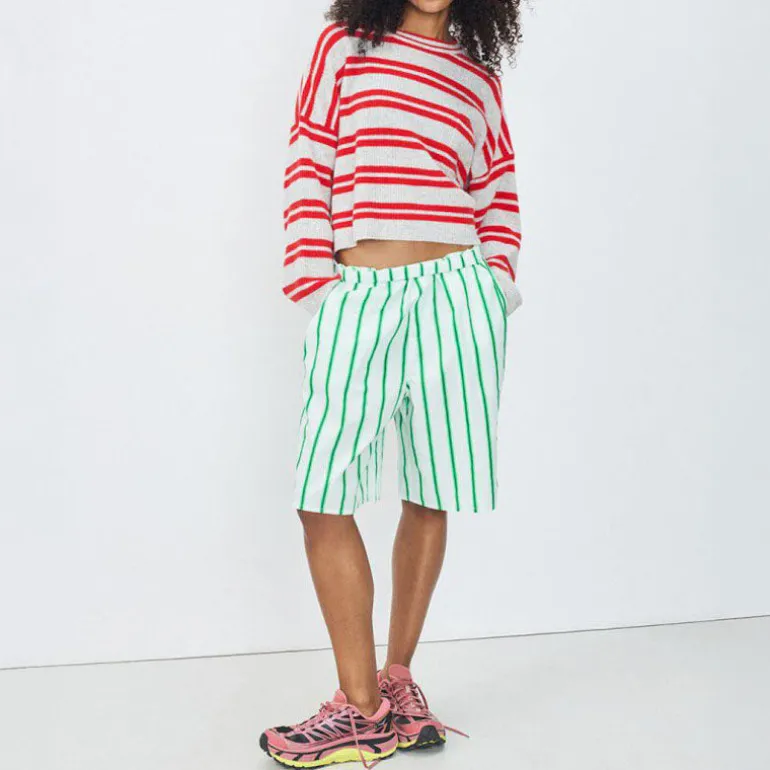 AMERICAN VINTAGE Raxow Jumper in Heather Grey Strawberry Stripes