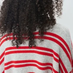 AMERICAN VINTAGE Raxow Jumper in Heather Grey Strawberry Stripes