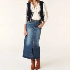 Ba&sh Math Skirt in Blue Jeans
