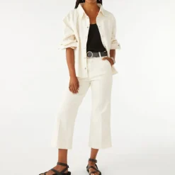 BA&SH Tuly Cropped Wide Leg Jeans in Ecru