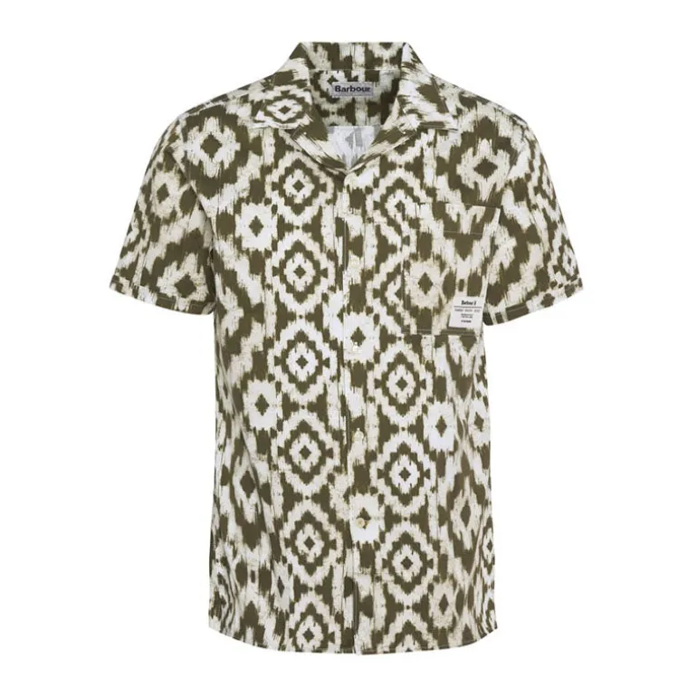 BARBOUR Barbour Homelane Printed S/S Relaxed Fit Shirt in Light Sage