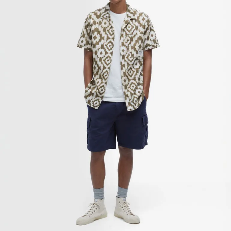 BARBOUR Barbour Homelane Printed S/S Relaxed Fit Shirt in Light Sage