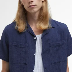 BARBOUR Benson Textured Relaxed Fit S/S Shirt in Indigo