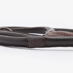 Barbour Leather Snap Lead in Dark Brown
