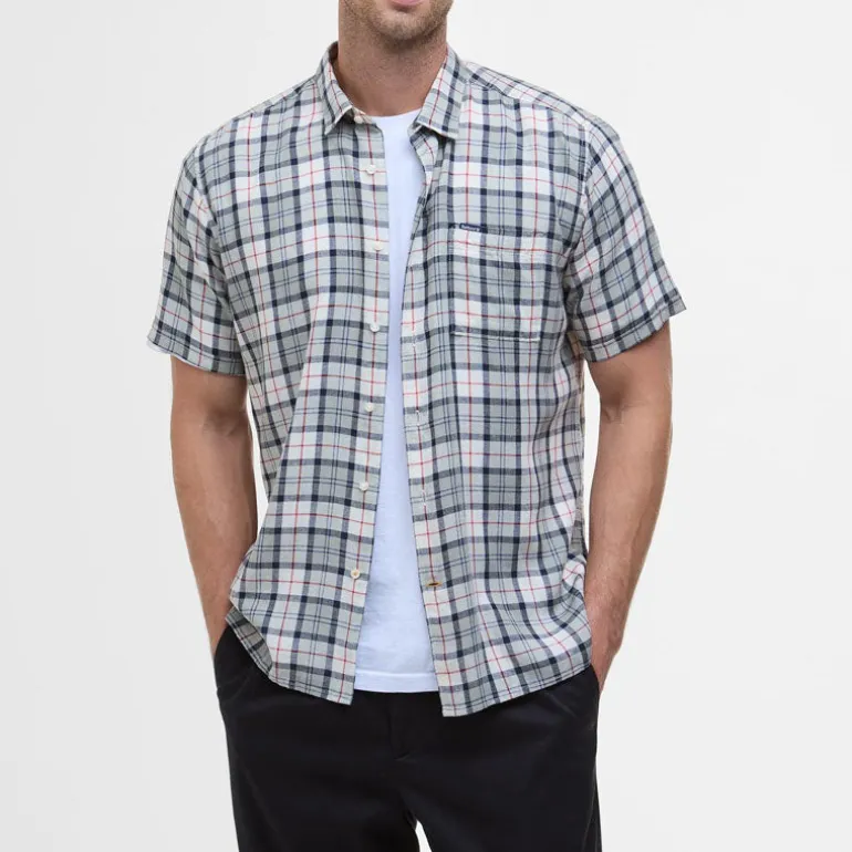 BARBOUR Midfield Tartan Summerfit Shirt in Bleached Pine Tartan