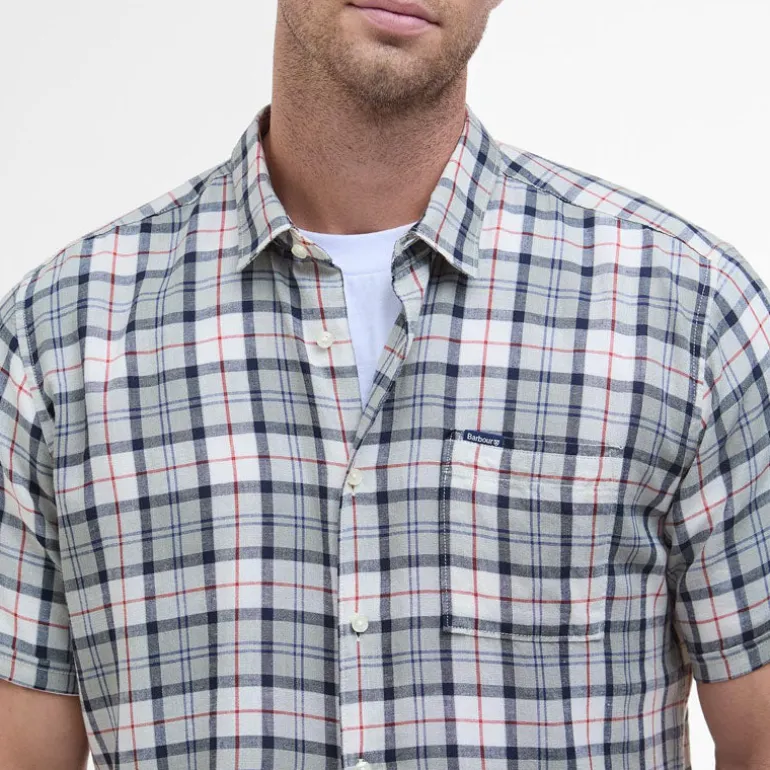BARBOUR Midfield Tartan Summerfit Shirt in Bleached Pine Tartan