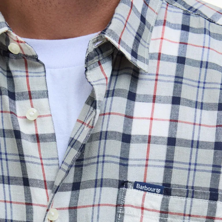 BARBOUR Midfield Tartan Summerfit Shirt in Bleached Pine Tartan