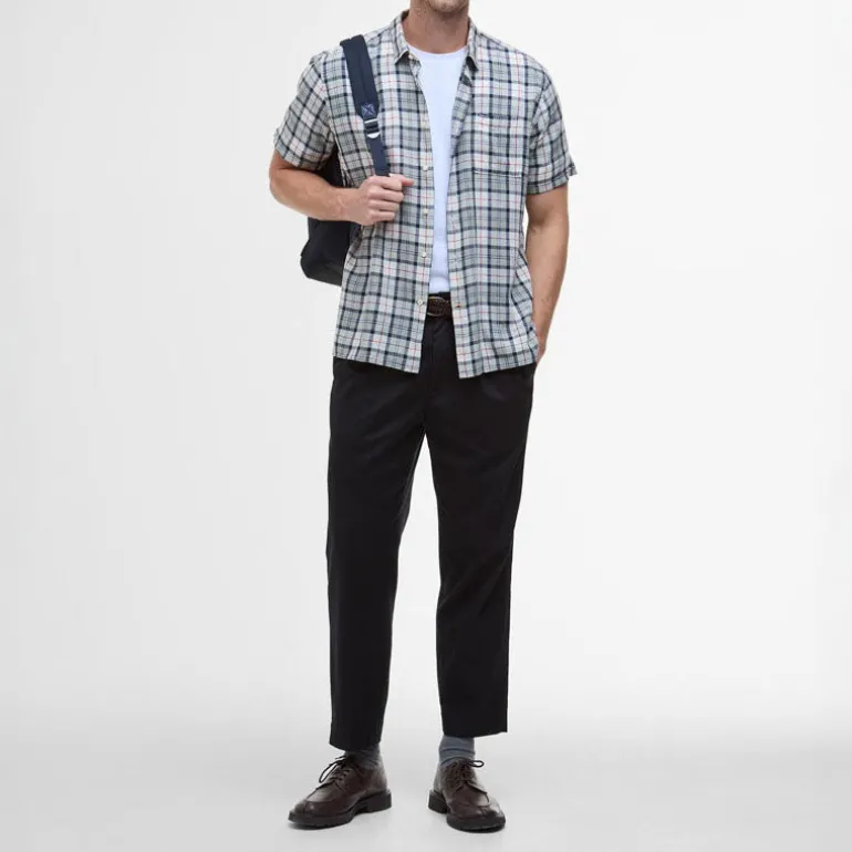 BARBOUR Midfield Tartan Summerfit Shirt in Bleached Pine Tartan