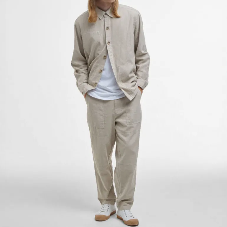 BARBOUR Natural Linen Blend Overshirt in Mist
