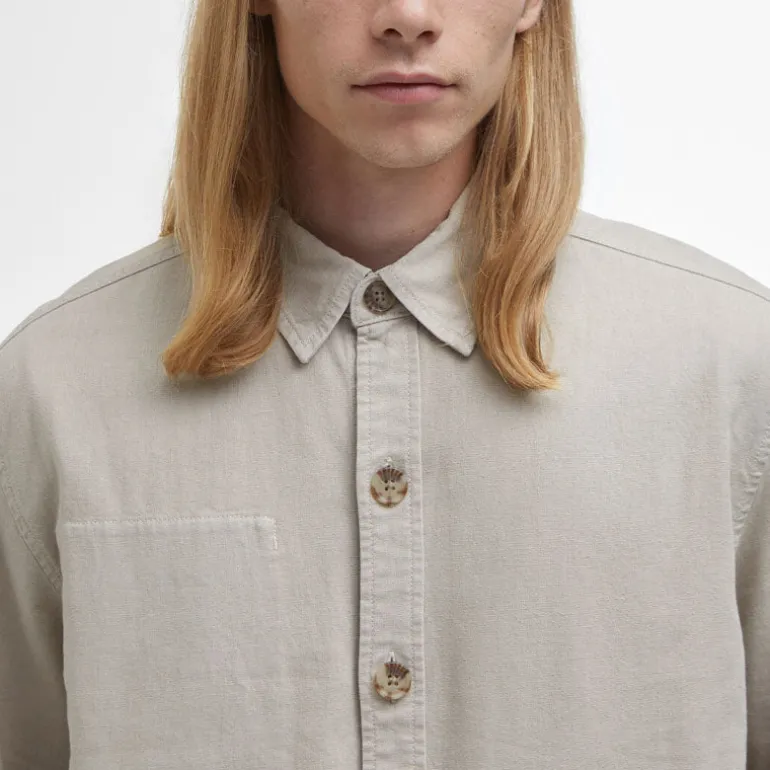 BARBOUR Natural Linen Blend Overshirt in Mist