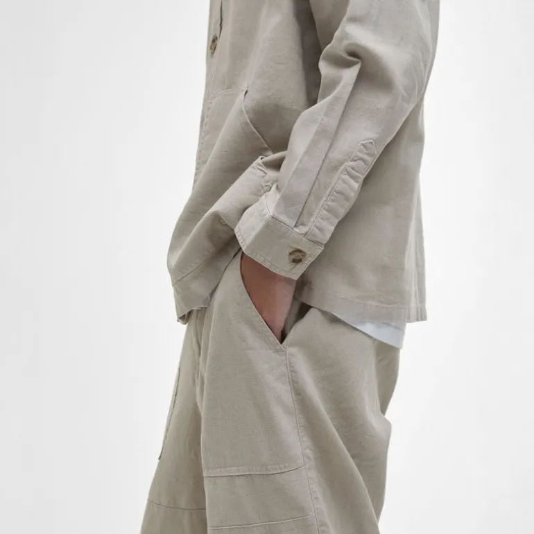 BARBOUR Natural Linen Blend Overshirt in Mist