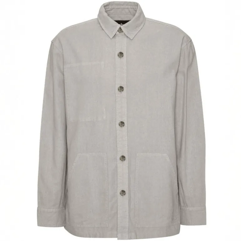 BARBOUR Natural Linen Blend Overshirt in Mist