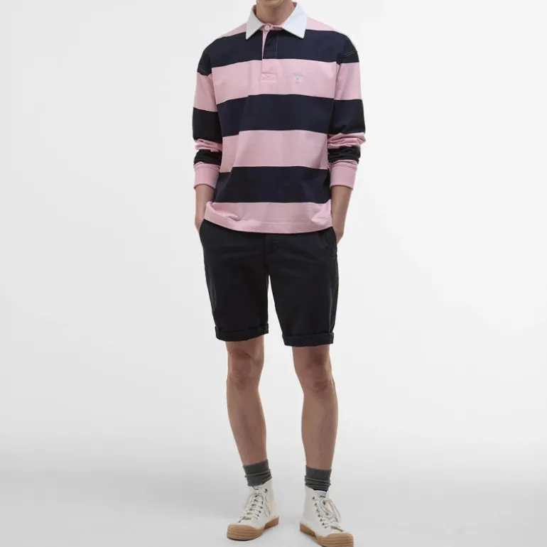 BARBOUR Newgate OS Rugby Shirt in Light Pink
