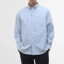 BARBOUR Striped Dunand OS Fit Oxford Shirt in Sky Blue
