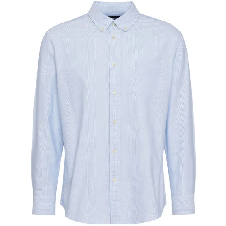 BARBOUR Striped Dunand OS Fit Oxford Shirt in Sky Blue