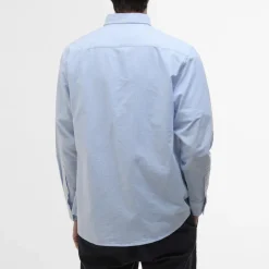 BARBOUR Striped Dunand OS Fit Oxford Shirt in Sky Blue