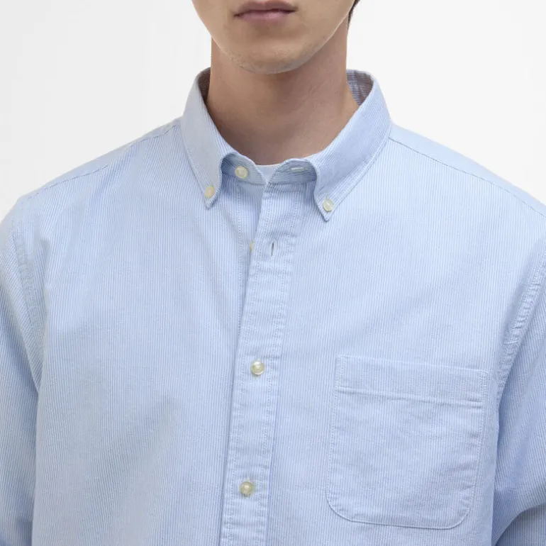 BARBOUR Striped Dunand OS Fit Oxford Shirt in Sky Blue