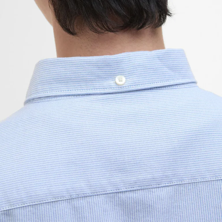 BARBOUR Striped Dunand OS Fit Oxford Shirt in Sky Blue