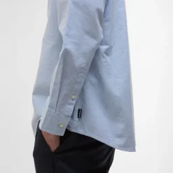 BARBOUR Striped Dunand OS Fit Oxford Shirt in Sky Blue