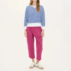 BEATRIZ FUREST Bertram Stripes Towelling Sweatshirt 49R205 in White/Bl