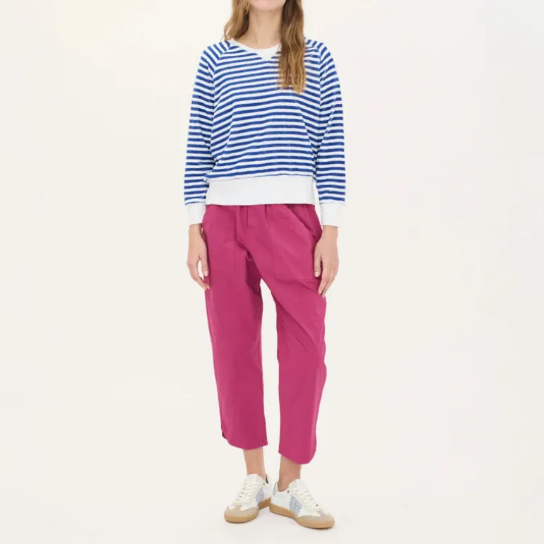 BEATRIZ FUREST Bertram Stripes Towelling Sweatshirt 49R205 in White/Bl