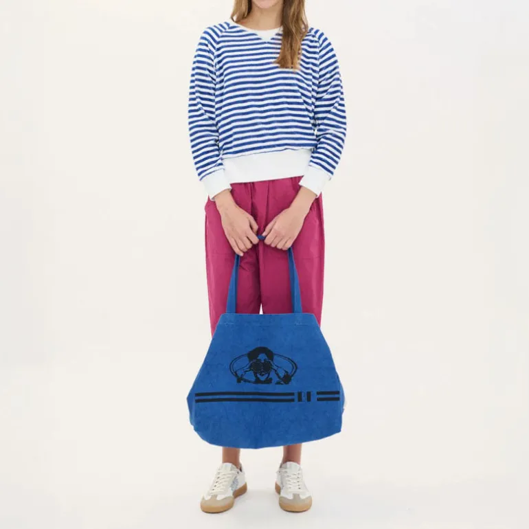 BEATRIZ FUREST Bertram Stripes Towelling Sweatshirt 49R205 in White/Bl