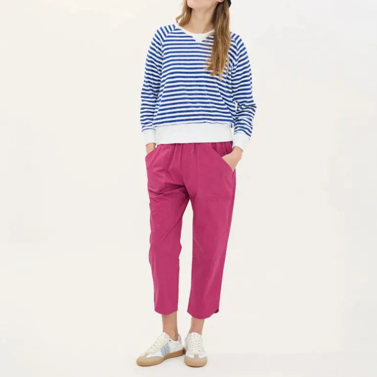 BEATRIZ FUREST Bertram Stripes Towelling Sweatshirt 49R205 in White/Bl