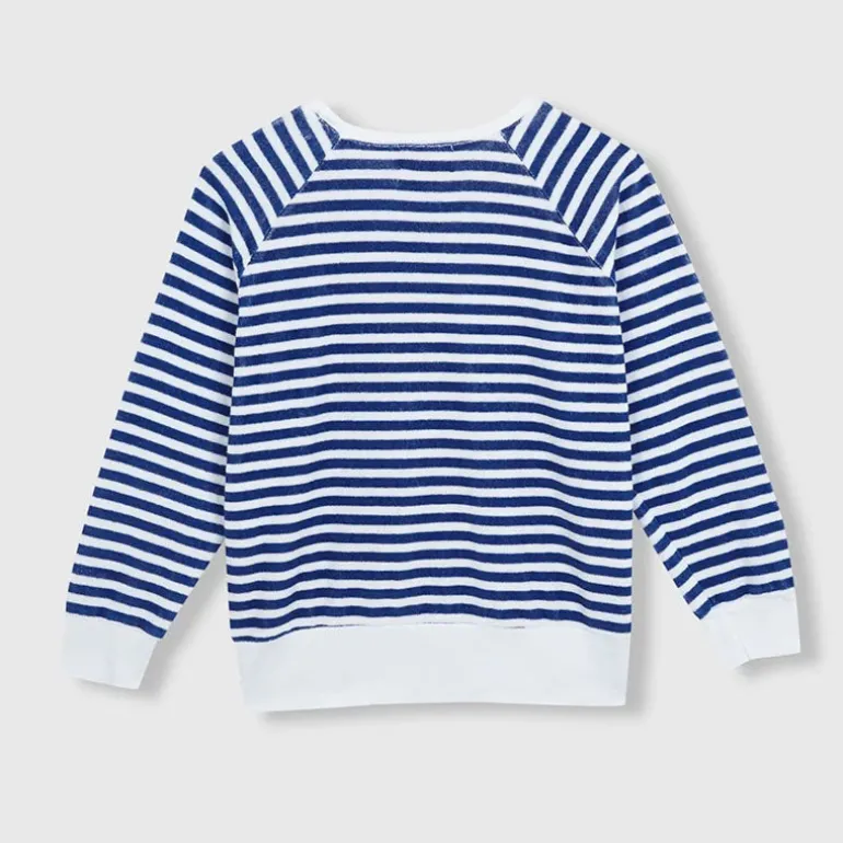 BEATRIZ FUREST Bertram Stripes Towelling Sweatshirt 49R205 in White/Bl