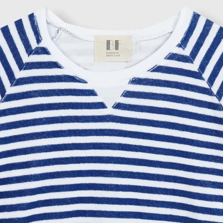 BEATRIZ FUREST Bertram Stripes Towelling Sweatshirt 49R205 in White/Bl