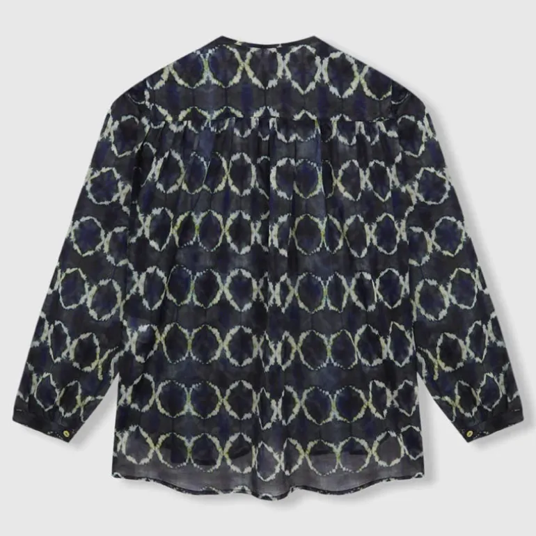 BEATRIZ FUREST Nefer Tie Dye Print Shirt 49R162 in Navy