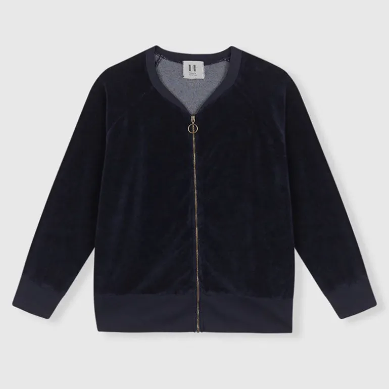 BEATRIZ FUREST Riva Zip Up Towelling Top 49R201 in Navy