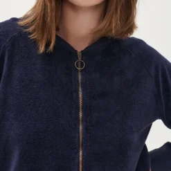 BEATRIZ FUREST Riva Zip Up Towelling Top 49R201 in Navy