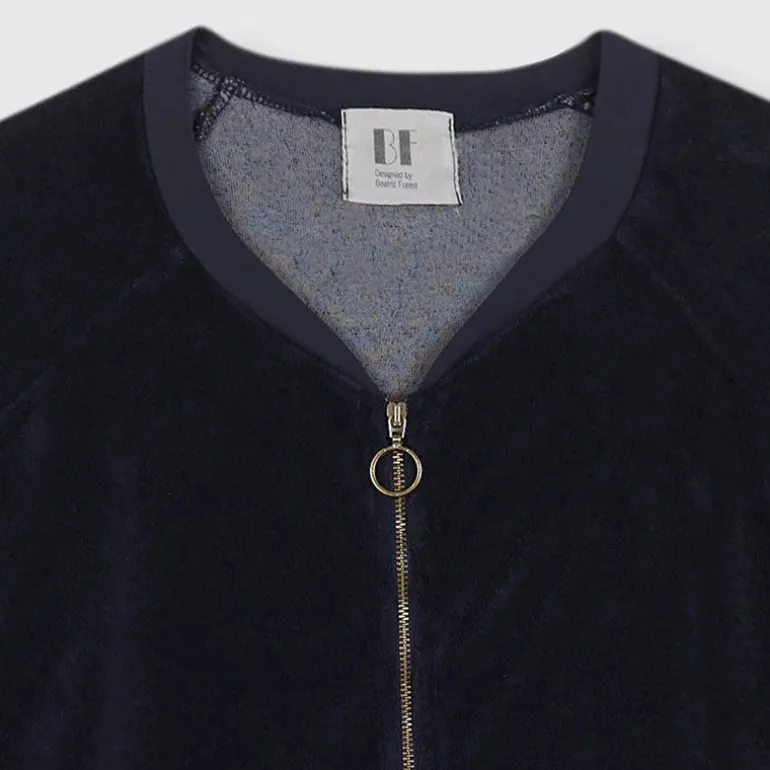 BEATRIZ FUREST Riva Zip Up Towelling Top 49R201 in Navy