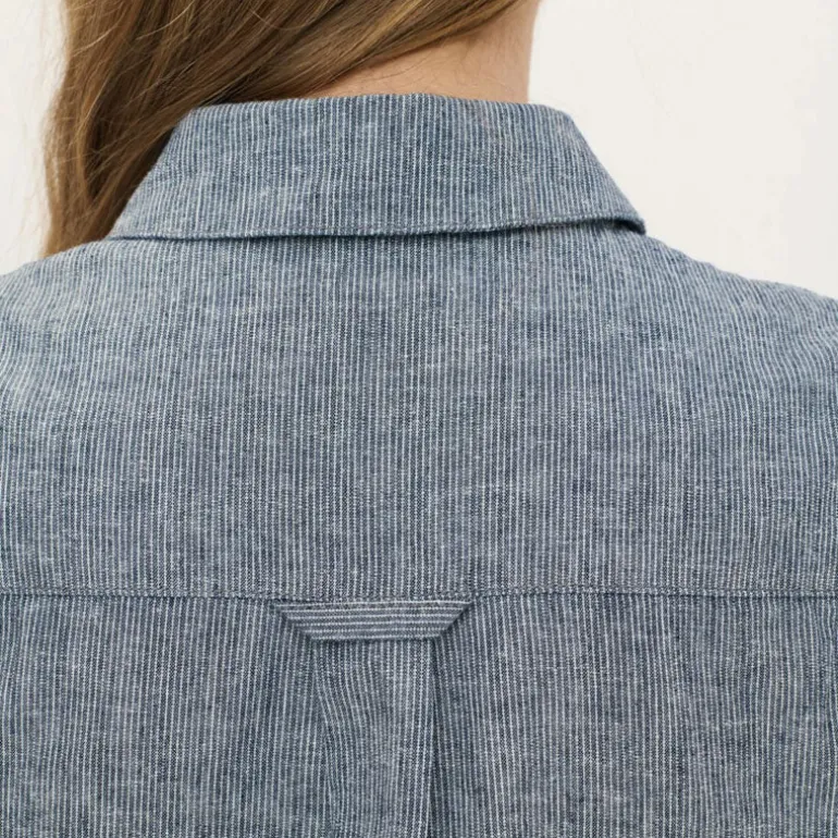BEATRIZ FUREST Romeo Fine Stripe Shirt 49R160 in Denim Blue