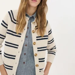 BEATRIZ FUREST Romeo Fine Stripe Shirt 49R160 in Denim Blue