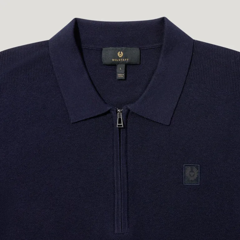 BELSTAFF Drift Knitted Polo in Dark Ink