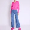 BERENICE Amypolo V Neck Knit in Neon Pink
