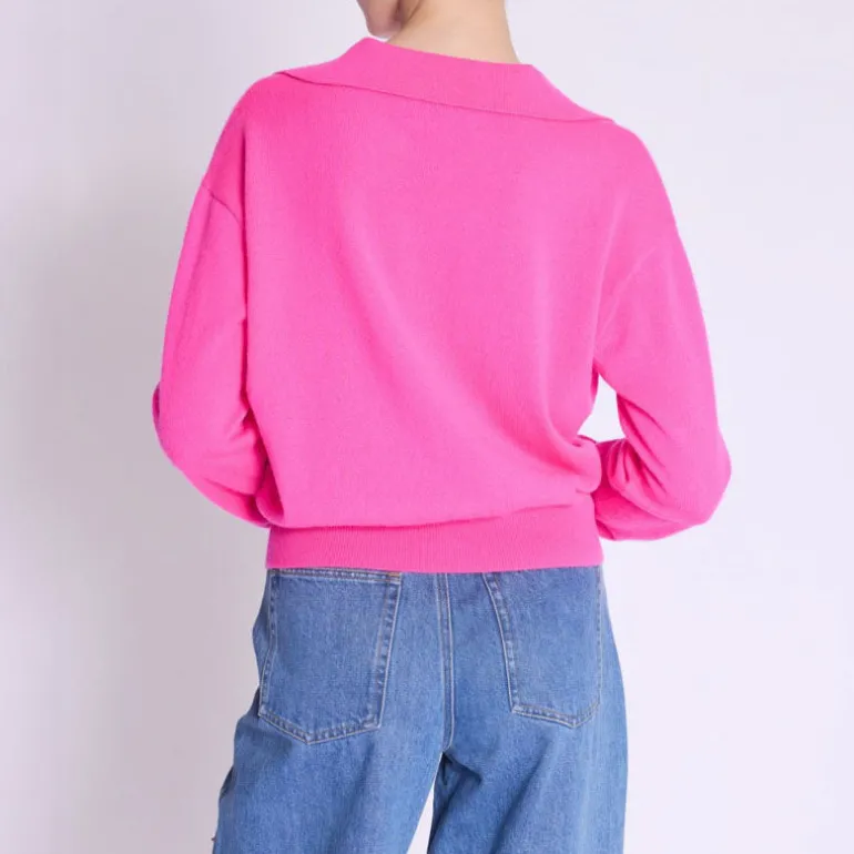 BERENICE Amypolo V Neck Knit in Neon Pink