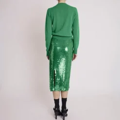 Berenice Jamy Sequin Skirt in Green