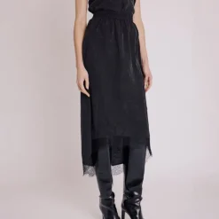 Berenice Jude Lace Hem Skirt in Black