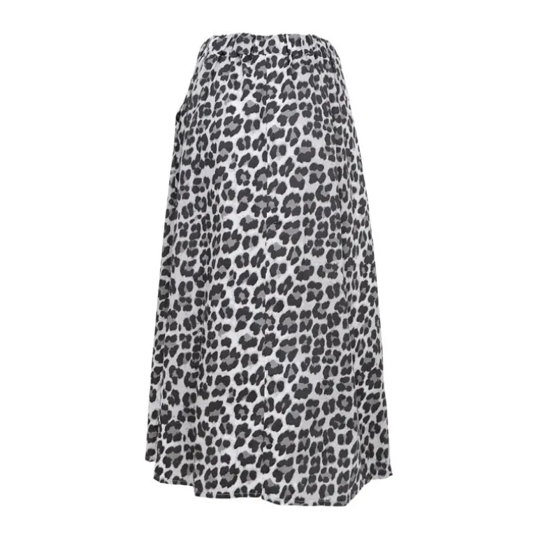 BLACK COLOUR Abbie Skirt in Light Grey Leopard