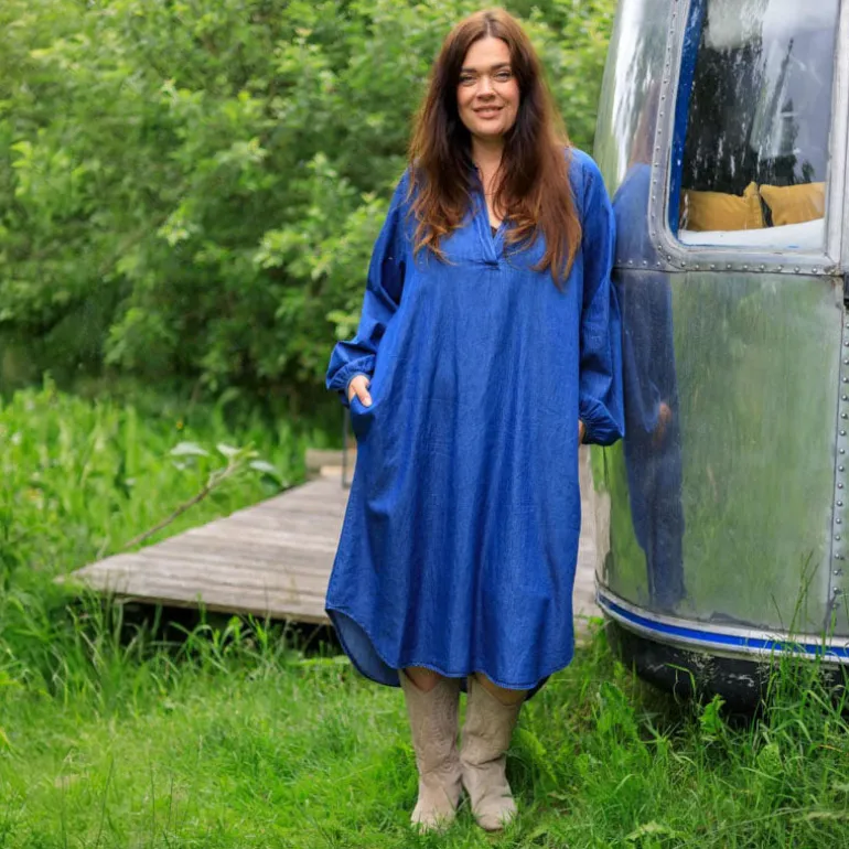 BLACK COLOUR Alison Denim Dress in Denim Blue