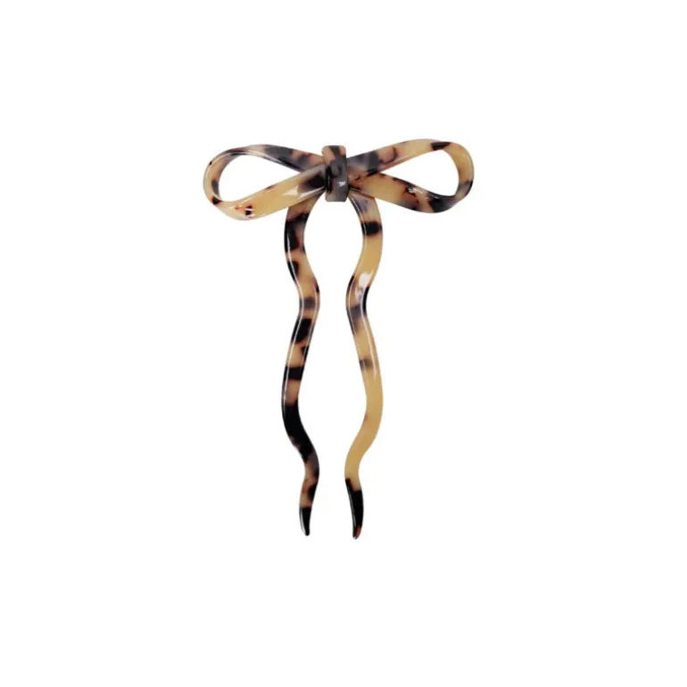 BLACK COLOUR Anya Bow Hair Pin in Light Tortoise