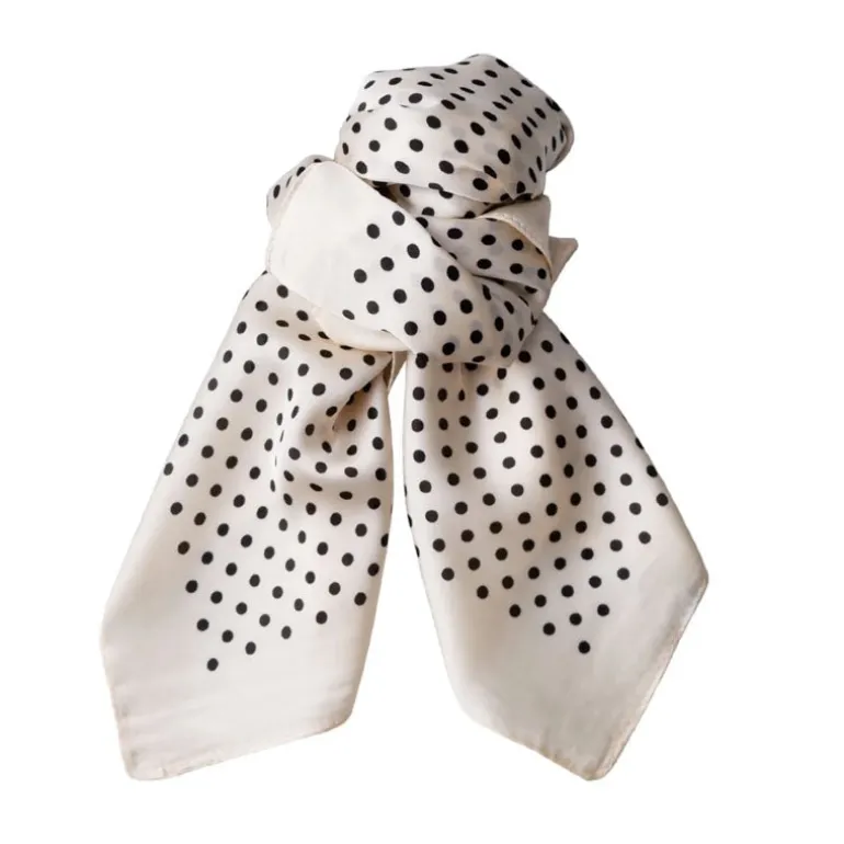 BLACK COLOUR Bianca Mini Scarf in Off White Dot