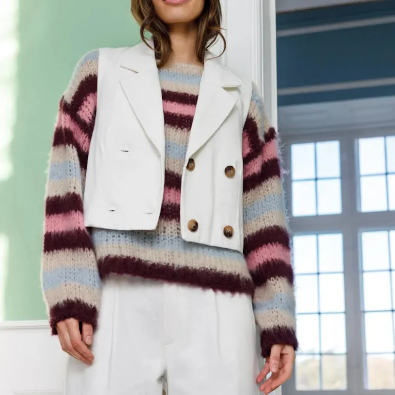 BLACK COLOUR Effie Striped Jumper in Bluish Plum