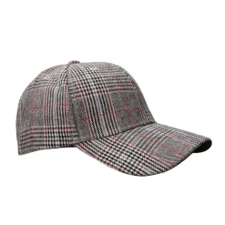 Black Colour Maizah Chequered Cap in Black