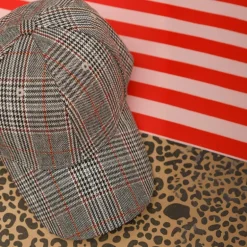 Black Colour Maizah Chequered Cap in Black